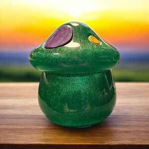 Green Glass Mushroom Art Piece